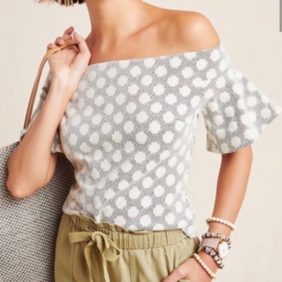 Anthropologie Tops - Anthropologie eri + ali polka dot off shoulder top
